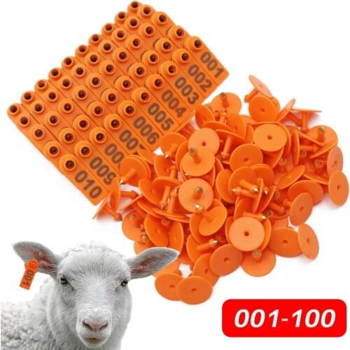 No. 1-100 Sheep ear tag Signs with the word ear Laser Typing Copper head earrings Farm animal identification card Free shipping