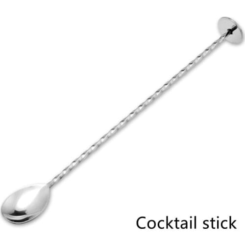 1pc Bar Cocktail Spoon Stainless Steel Cocktail Stirring Rod Spiral Shape Double Head Spoon Kitchen Bar Mixing Spoon Tools