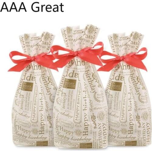 100Pcs/Lot Plastic Bags Open Top Packaging Bag for Wedding Party Thanksgiving Day Gift Pouches Candy Cookie Cake Bread