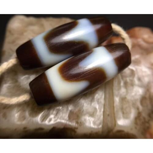 2pcs/lot Brushed Weathered Tiger Tooth Dzi Beads Agate