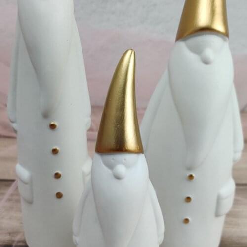 3Pcs/Set Ceramics Santa Clause Figurines Christmas Decoration Statue Scandinavia Style Nordic Home Decoration White Gift