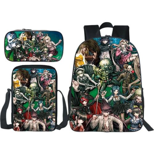 3Pcs Danganronpa Backpack Monokuma School Bags For Students Best Gifts Children Cartoon School Bags Pencil Case Shoulder Bags