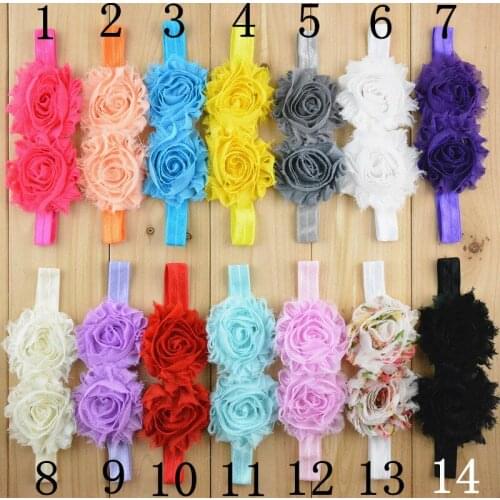 30 pcs/lot Double Shabby Flower Headband U Pick Colors