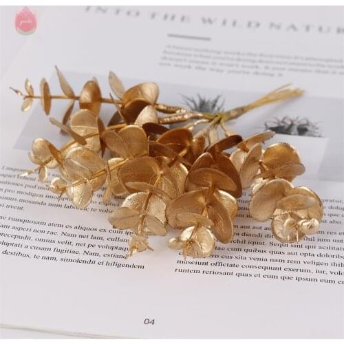 Gold and silver flowers Artificial Flower Wedding Party Scrapbook Fake Plants Diy Pompons Artificial Roses Flowers Accessories
