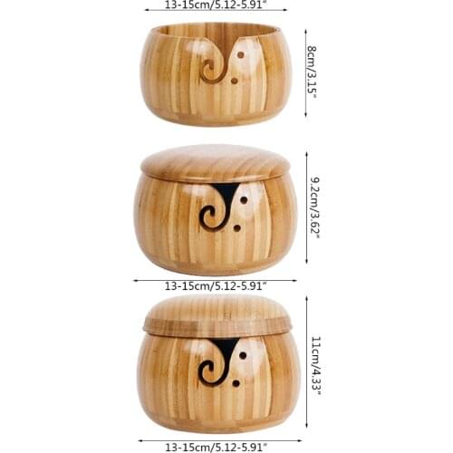 Wooden Yarn Bowl for Handmade Knitting Crochet Yarn Storage Holder Stop Rolling
