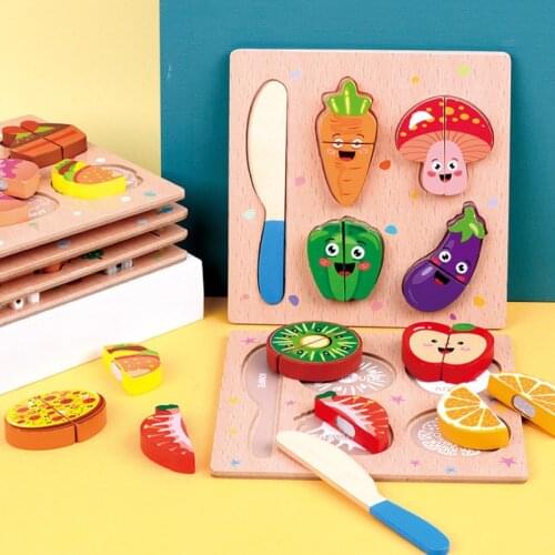Wooden Velcro Vegetables and Fruits Cut and Cut Music Kitchen Childrens Toys Play House Boys and Girls Early Education