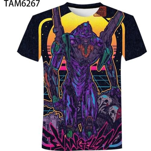 Japanese Anime Evangelion 3D Summer New Mens Womens Short-Sleeved T-Shirt Boys And Girls Cute Breathable Oversized Top