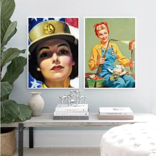 Canvas Painting Beautiful Retro Women Illustrations Art Prints And Poster 1970s Women Portrait Wall Pictures Living Home Decor