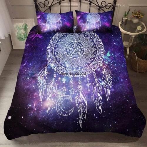 Dream Net Bedding Set Queen Size Purple Printing Duvet Cover Single Double Full Queen Bed Cover Set Boys Girls Soft Bed Set 3pcs