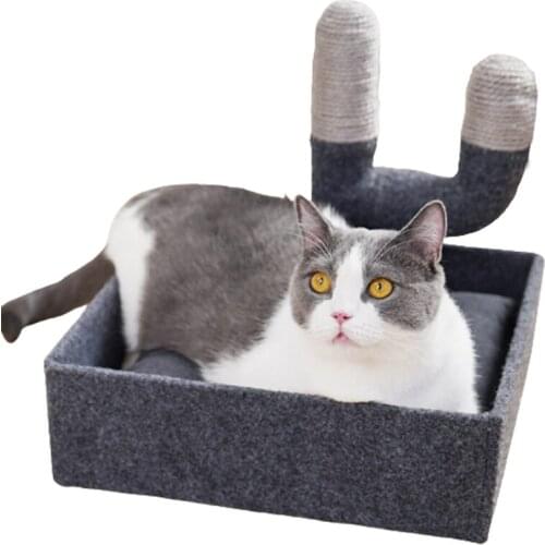Cat Climbing Chimney Frame Cactus Square Nest Landslide Small Round Bed Sisal Short Pile Particle Board Resistant To Scratch