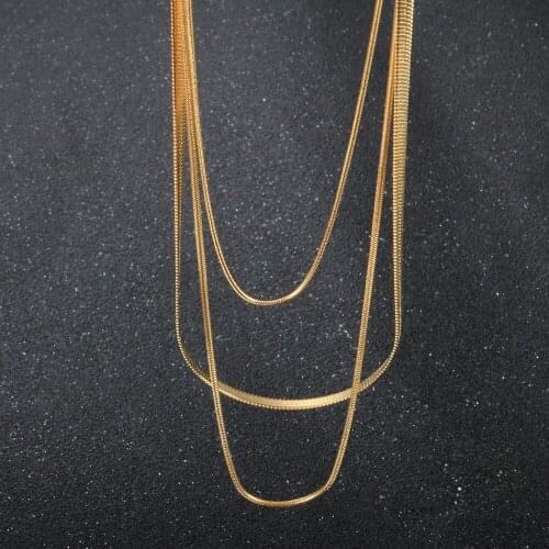 Stainless Steel Multi Layer Choker Necklace Gold Plated Snake Necklace For Women Fashion Jewelry Gift