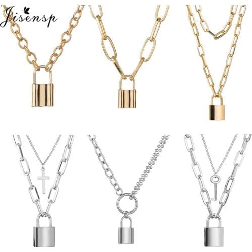 Multi Layer Lover Lock Pendant Choker Necklace Steampunk Jewelry Padlock Gothic Chain Necklace Collier Best Couple Gift
