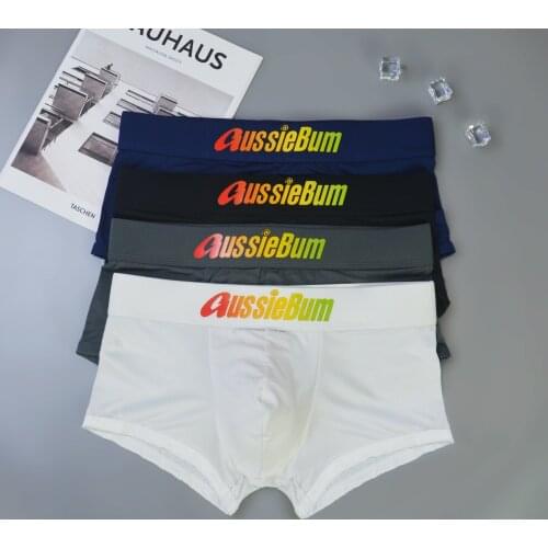 AUSSIEBUM Mens boxers, Milk thread, Low waist, U bulge bag, elastic, breathable and comfortable youth briefs
