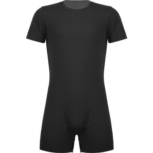Men Summer Sports Exercise Running Jumpsuit Casual Breathable Short Sleeve One-piece Rompers Bodysuit Lingerie Teddies Nightwear