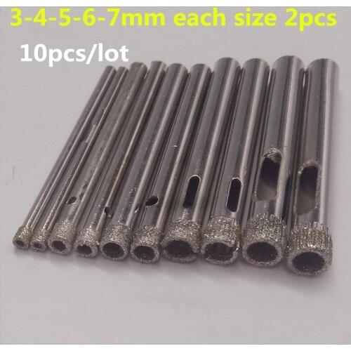 Talentool glass drill set 3-4-5-6-7mm Diamond coated glass Hole Saw Set home decoration DIY using ceramic Hole Saws set 10pcs