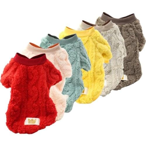 Pet Dog Clothes Fleece Warm Printing Dog Pajamas Wavy Double-sided Costume French Bulldog Christmas Pet Clothing