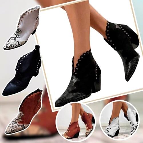 Autumn Women Classic Martins Boots 2021 New Fashion Roman Thick Heel Pointed Flanging Ankle Boots Ladies Side Hollow Shoes