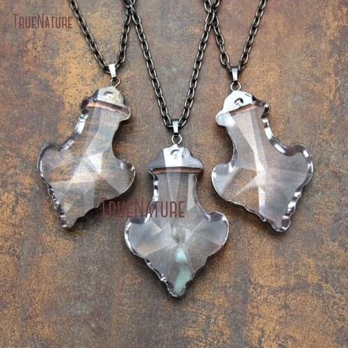 Delicate Faceted Crystal Glass Anchor Shape Pendant Necklace Jewelry Gunmetal Color Link Chains Wholesale In 18 inch NM11341