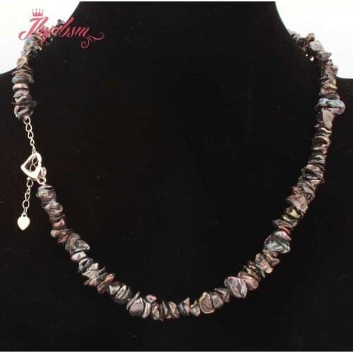 Freefrom Freshwater Pearl Classical Women Necklace Natural Black Pink Freshwater Pearl Beaded Necklace for Women Gift 17"