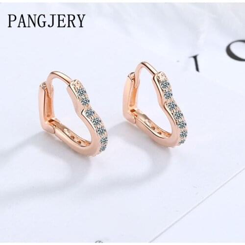 PANGJERY Prevent Allergy 925 Sterling Silver Micro Pave Zircon Earrings for Women Fashion LOVE Heart Anniversary Jewelry Gifts