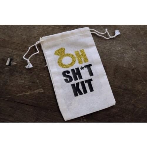 Personalized Oh Shit wedding Day Bachelorette Party Survival Hangover Kits Guest Welcome jewelry favor muslin gift Bags