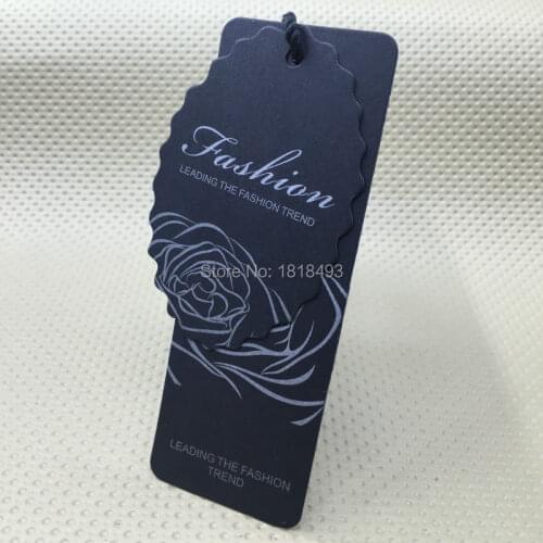 Custom black matt laminated cardboard tags/ custom shape cutting tags/clothing kraft paper hang tag/garment tags printing