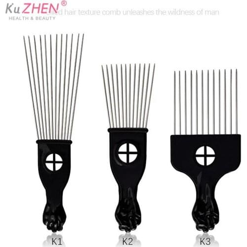 3 Size Wide Teeth Salon Use Metal African American Pick Comb Insert Curly Hairbrush Afro Hair Comb For Hairdressing Styling Tool