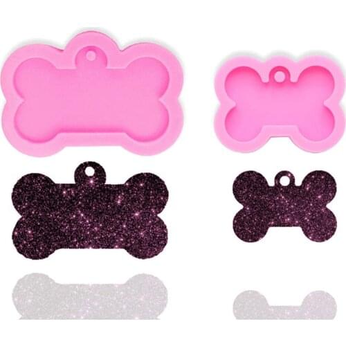 Dog Bone Shaped Handmade Keychain Silicone Mold With Hole for DIY Cupcake Cake Topper Decoration Ice Cube Cream Pudding Desserts