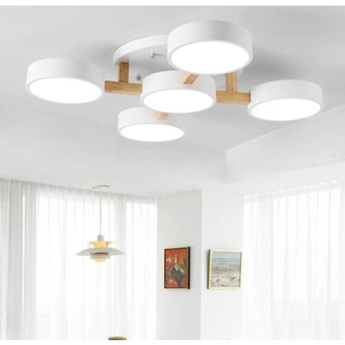 Nordic Wood led Ceiling Lights Modern Colorful Bedroom Ceiling Lamps Round thin plafondlamp Lighting lamparas de techo