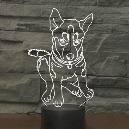 Dog 3d Lamp Touch Remote Control Charging 7 color change Atmosphere Led Night Light Led Usb 3d Light Fixtures