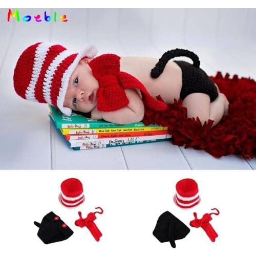 Crochet Magician Costume for Newborn Photography Props Knitted Baby Hat and Diaper Set for Photo Shoot Infant Coming Home Outfit