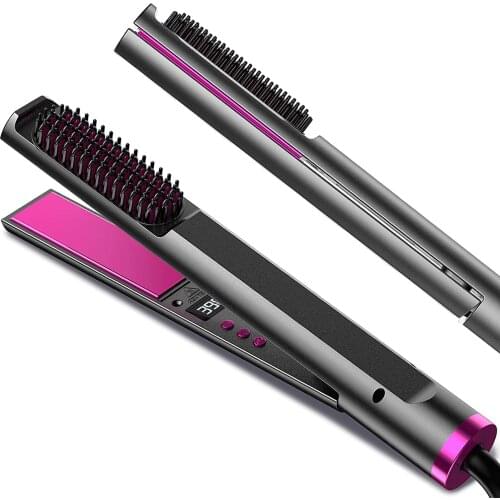 3 In 1 Hair Straightener Brush for Quick Straightening of Hair Electric Comb Flat Iron Liquid Crystal Display Hairbrush