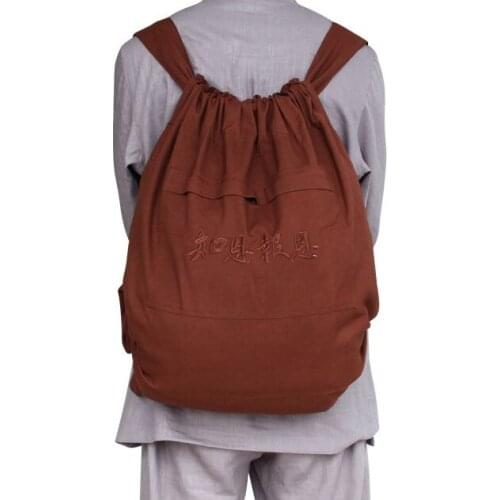 High quality cotton canvas zen arhat backpack Buddhist bags lay meditation bag shaolin monks kung fu Buddha monk package