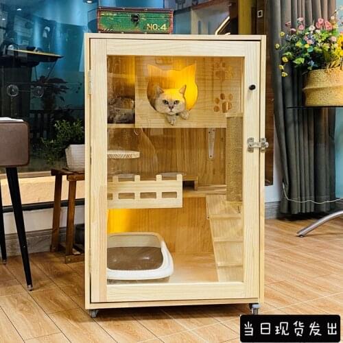 Cat box cat supplies Solid wood cat cage luxury cattery Pet cages cat breeding cage The cat reveals ark The cat house