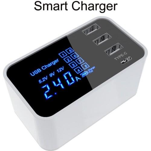 4 Port USB HUB Type-C Multi-Function Fast Rapid Charging Charge Adapter Wall Charger