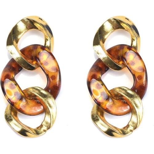 Gold Color Metal Chains Link Long Earrings Women 2019 Brand Statement ZA Earrings Jewelry Female Vintage Hip Hop Punk Earrings