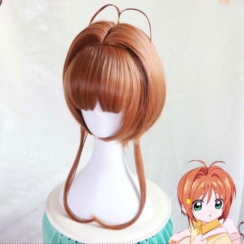 Card Captor Sakura Kinomoto Sakura Brown Short Straight Bangs Bob Anime Cosplay Wig Women Girls' Party Wigs