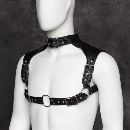 PU Leather Erotic Male Sexy Chest Bondage Restrain Bodysuit Harness Fetish Strap Belt Hot Sexy Gay Men Lingerie Games