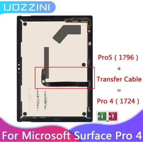 For Microsoft Surface Pro 4 1724 Display LCD With Touch Screen Digitizer Assembly LG Version For Pro 5 +Transfer cable=Pro 4 New