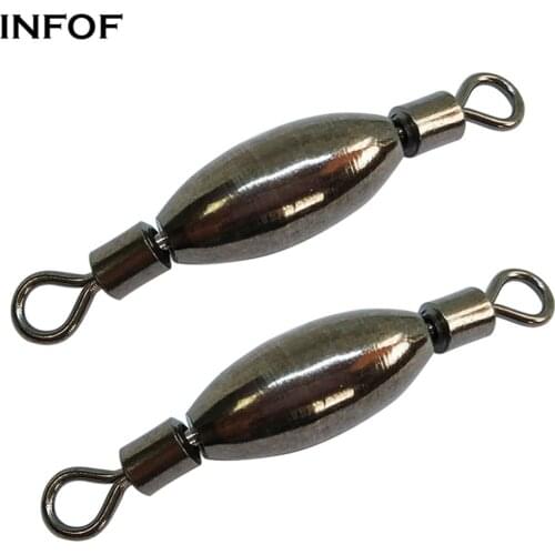INFOF 100 pieces Trolling Sinkers Fishing Swivels Rolling Swivel with Brass Weights Fishing Sinker Connector Saltwater Tackle