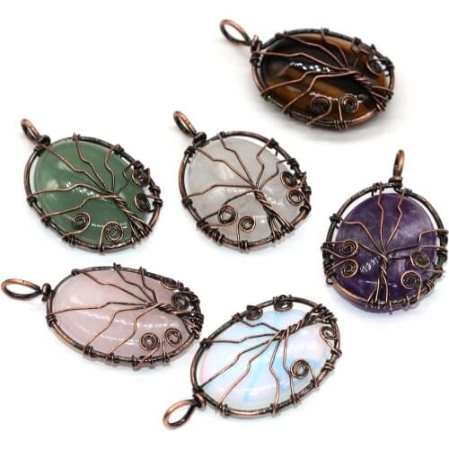 100-Unique 1 Pcs Antique Copper Plated Wire Wrap Amethysts Stone Oval Shape Pendant Green Aventurine Jewelry