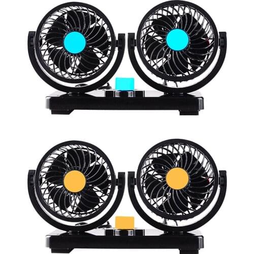 12V/24V Electric Car Truck Fan 360 Degree Rotatable 2 Speed Dual Head Car Auto Cooling Fan Air Circulator Fan For Van SUV