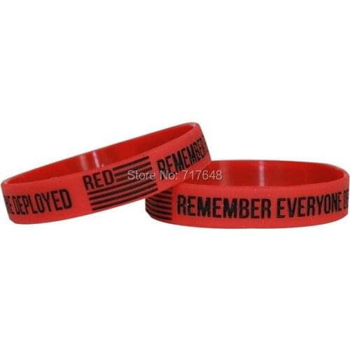 200pcs RED Remember Everyone Deployed wristband silicone bracelets free shipping by FEDEX
