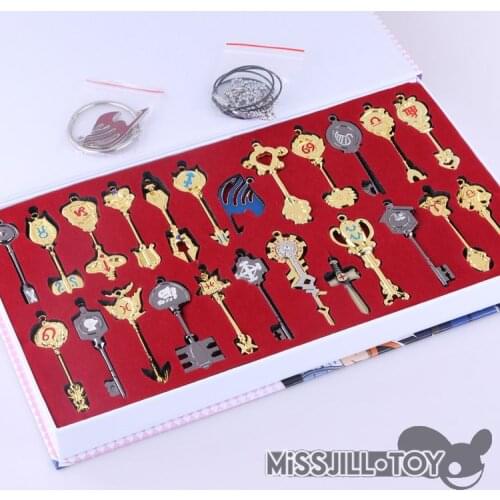 24pc/set Fairy Tail Natsu Dragneel Lucy Heartfilia mini props classic alloy fashion metal pendant weapons key chain accessories