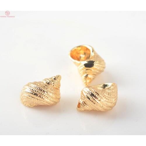 6PCS 13x10MM 24K Gold Color Brass Conch Charms Pendants High Quality Diy Jewelry Findings Accessories wholesale