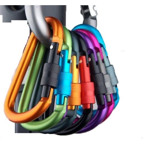 5pcs/bag 8cm Carabiner Aluminum Alloy D-Ring Screw Lock Clip Chain Hanging Hook Buckle Climbing Carbiner Camping Equipment