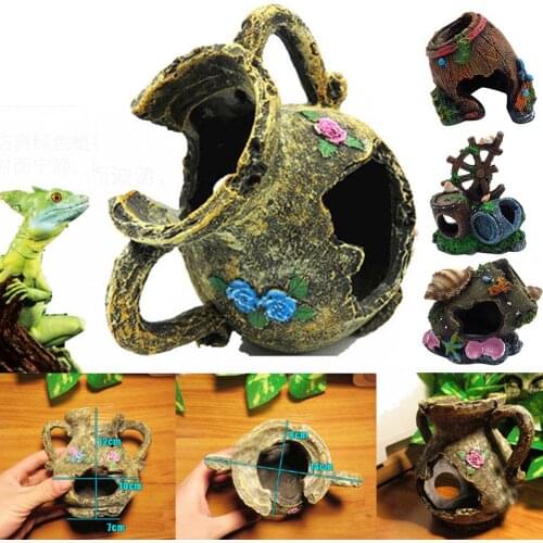 Aquarium Craft Decoration Accessories Resin Crafts Antique Wine Barrels Fish Tank Reptilia Hiding Landscape