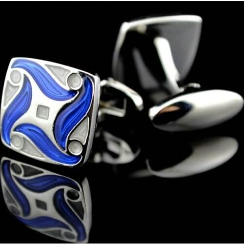Free shipping Enamel Cufflinks blue color top square design hotsale copper material cufflinks whoelsale&retail