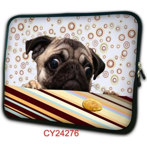 Laptop Bag Sleeve Case Cover Pouch 2016 New Cute Pug Print Handle Notebook Case for 7.9'' 9.7" 11.6" 13.3" 14.4" 15.6" 17" PC