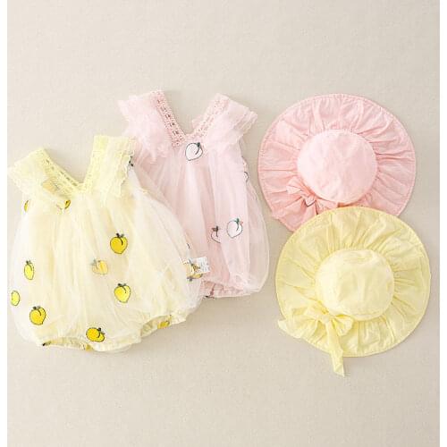 Baby summer clothes baby girl sling triangle romper suit princess jumpsuit with hood thin section